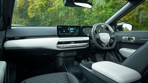 Kia EV4 Fastback (2025) review: dashboard and infotainment screen, from passenger side