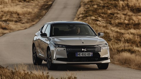 DS No.4 E-Tense (2025) review: front three quarter cornering, silver paint