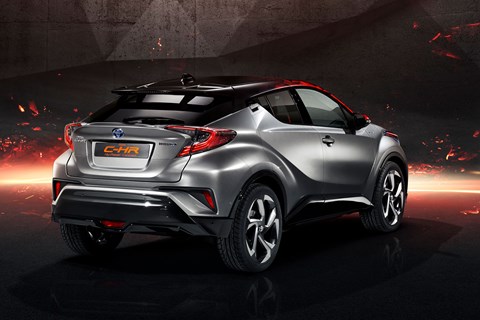 Rear view of the Toyota C-HR Hy-Power concept shows wilder bodywork