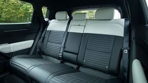 Kia EV4 (2025) review: rear seats, grey and white upholstery