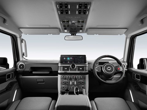 Ineos Grenadier interior, front wide view of dashboard