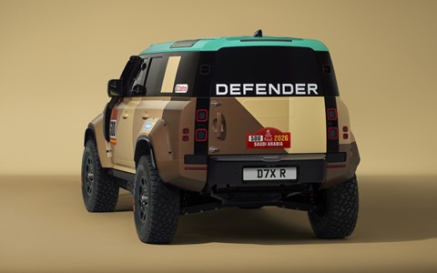 Image of the Defender Rally D7X-R, viewed from the rear left corner
