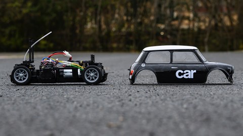 Tamiya MB-01 Mini Cooper Racing body and chassis