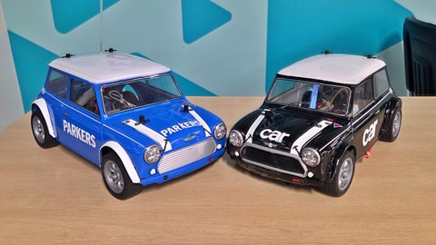 Two Tamiya MB-01 Mini Cooper Racings together