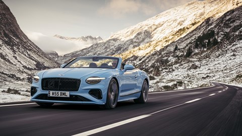 Bentley Continental GTC Speed Jetstream Blue driving