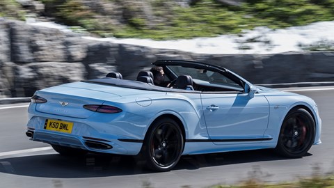 Bentley Continental GTC Speed Jetstream Blue driving