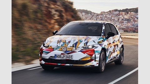 Volkswagen ID. Polo prototype, camouflaged exterior, front three-quarters | CAR