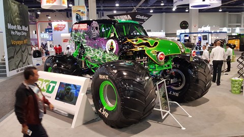 The Grave Digger boasts a blown 540 cubic inch Merlin motor worth 1450hp, squeezed into a 1950 Chevrolet panel body. The sign say it’s the most popular monster truck in the world - we’re not arguing, it took ages to get this people-free shot of it.