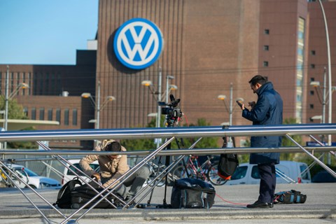 Reporters gather at VW HQ in Wolfsburg (Getty)
