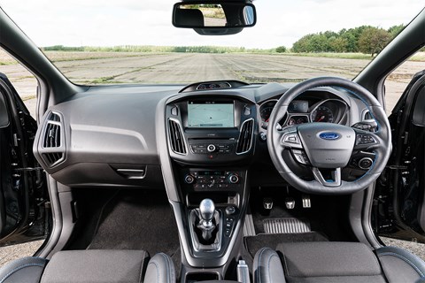 Ford Focus RS interior: a rather dour cabin, but very focused