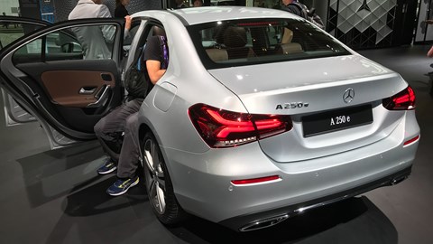 Mercedes A-Class A250e plug-in hybrid at the Frankfurt motor show - rear view