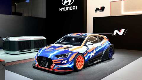 The new Hyundai Veloster N ETCR race car unveiled at Frankfurt