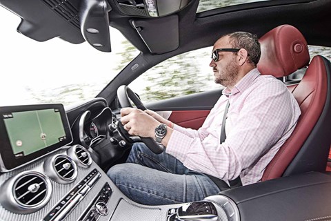 Comfy seats in our Mercedes-AMG C43 Coupe