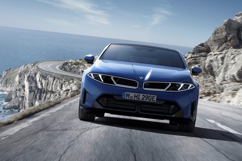 Front view of the BMWi3 on the road