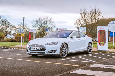 Tesla Model S at the Grantham Supercharger