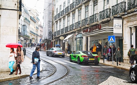 Ancient Lisbon greeted 570S as if Marty McFly was driving it. 911 hardly registered 
