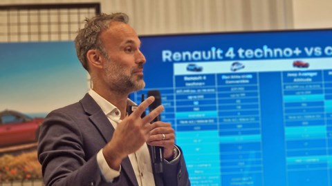 Renault UK MD Adam Wood, speaking at the Renault 4 Plein Sud launch event