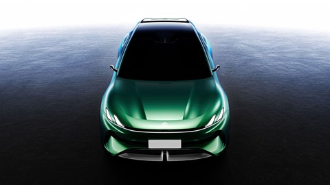 MG Cyber Concept electric SUV - green, dead-on front, high angle, official render
