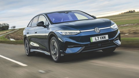 Best electric cars 2025 - VW ID. 7, front, blue, driving