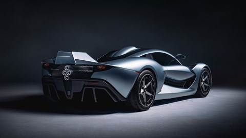 Hennessey Blackbird (2026): rear three quarter static, low angle, silver blue paint