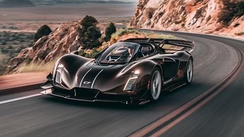 Czinger 21C Spyder - front, driving on desert highway