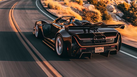 Czinger 21C Spyder - rear, driving on desert highway