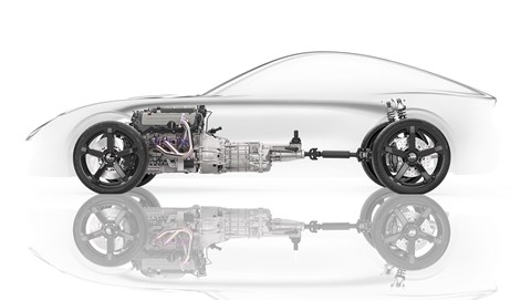 Technical cutaway: the front/mid-engined new 2019 TVR Griffith platform
