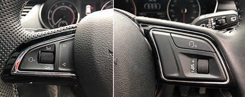 Similar, yet different: the volume controls flip from left to right, Skoda to Audi. Why?