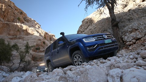 VW Amarok V6 255bhp climbing a mountain road in Oman