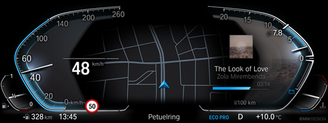 Eco Plus mode in the BMW iDrive 7.0 digital dials