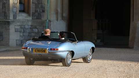 Jaguar E-type Concept Zero takes Prince Harry and Meghan Markle to the evening reception (Getty)
