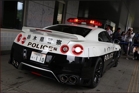 Nissan GT-R police car in Tochigi Prefecture, Japan