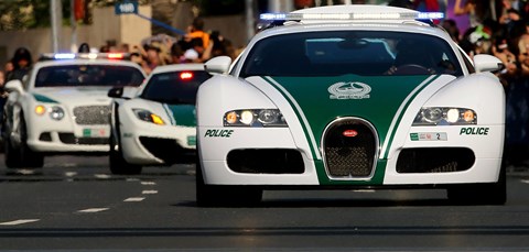 Police supercars in Dubai: Bugatti Veyron, McLaren and Bugatti Continental cop cars (Getty)