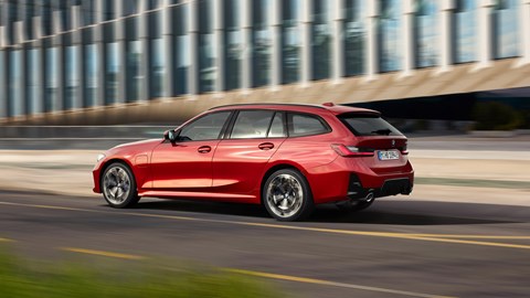 2024 BMW 3-series Touring, red, rear, driving