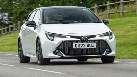 Best hybrids: Toyota Corolla, white, GR Sport, driving, front view