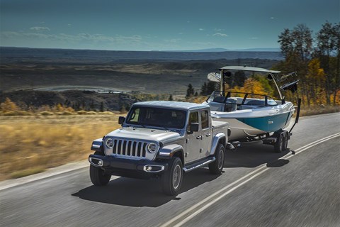 Jeep Gladiator silver towing