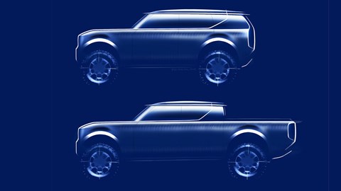 VW Group Scout electric SUV and pick-up official teaser design sketch