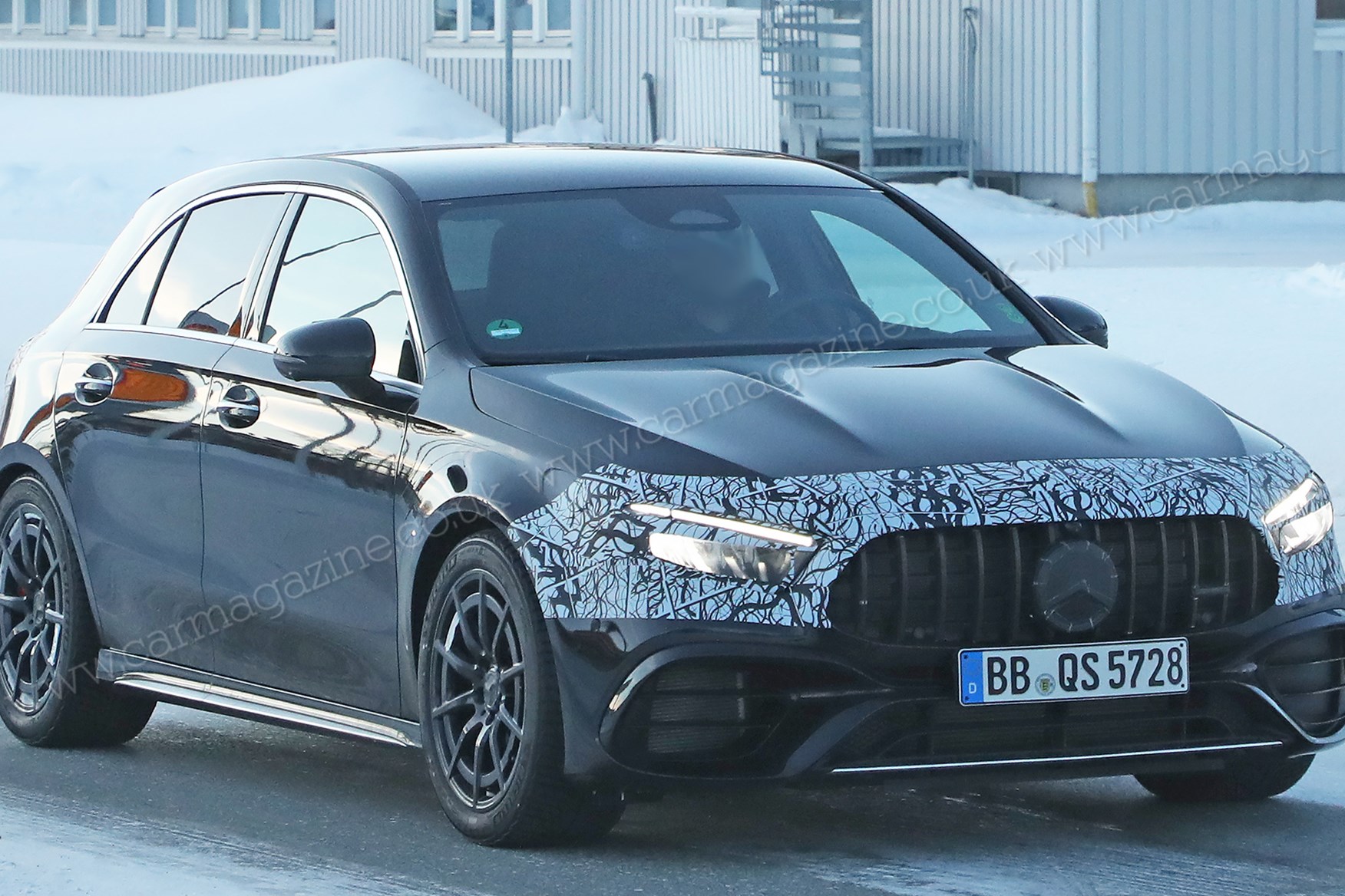 New 2022 Mercedes AMG A 45 facelift spied winter testing CAR