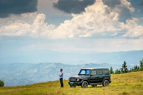 Summit: Tim Pollard and the Merc G-Wagen survey the view at the top of the Schöckl