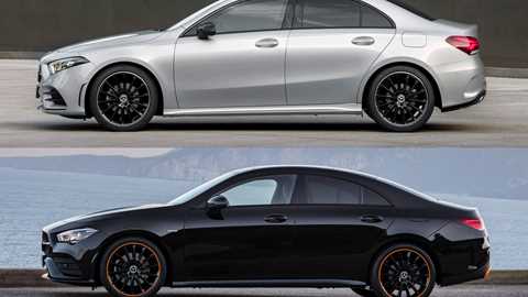 Above: Mercedes A-Class Saloon; Below: Mercedes CLA Coupe