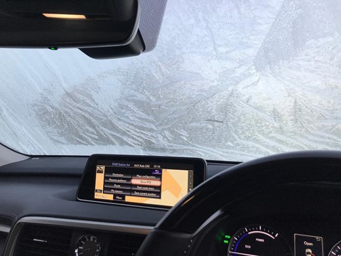 Lexus RX L demisting: no heated windscreens here, but the fans clear icy windscreens quickly enough