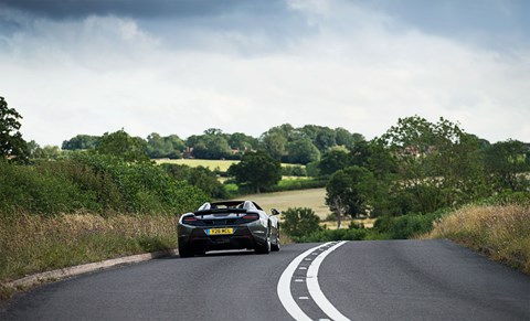 Our McLaren 650S Spider on the open road: bliss!