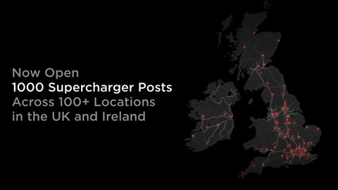 Map of the Tesla Supercharging Network in the UK and Ireland