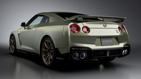 Nissan GT-R Premium edition T-Spec - rear view, gold, studio