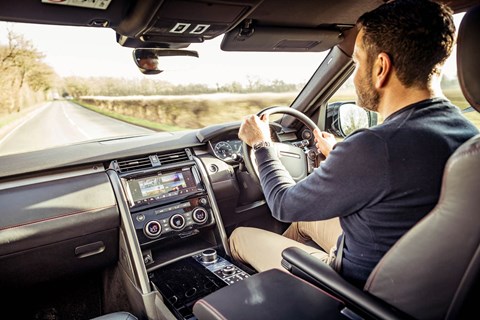 Author Ben Oliver and the CAR magazine Land Rover Discovery: a roomy, comfy interior 