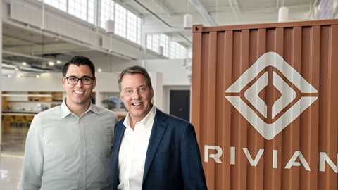 Rivian founder RJ Scaringe (left) and Ford's executive chairman Bill Ford