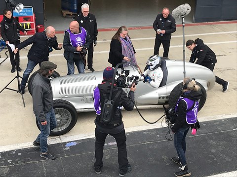 Mercedes 125 racing history film crew