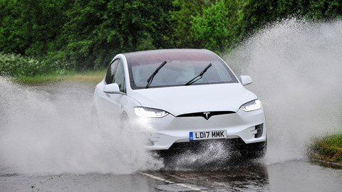 Best used electric cars: Tesla Model X, splashing through water