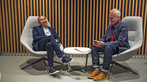 Julian Thomson (left) being interviewed by CAR's Guy Bird