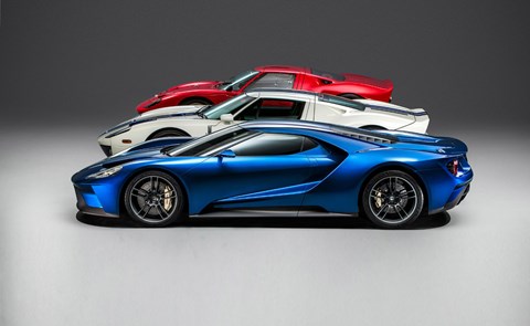Three generations of Ford GT
